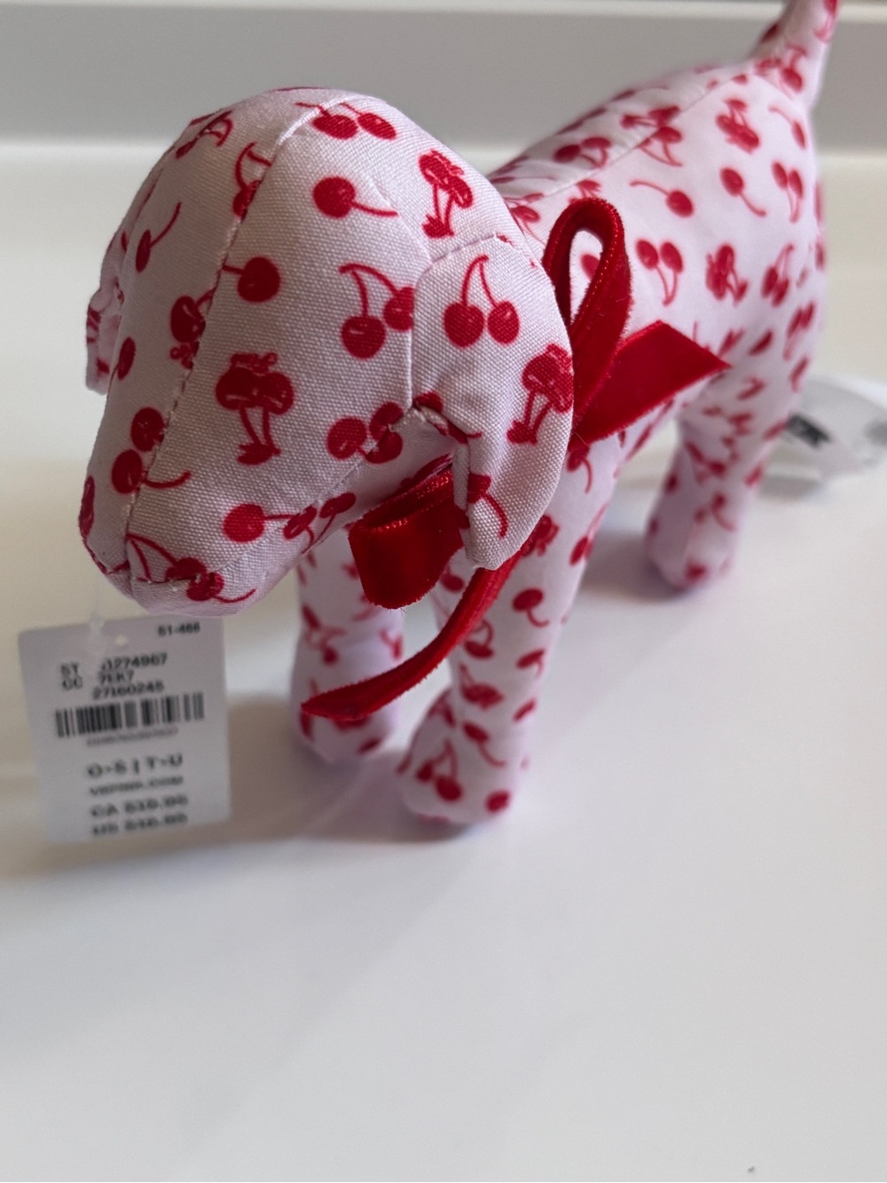 Victoria’s Secret PINK Galentine’s Day Cherry Mini Dog Plush NWT - Picture 5 of 6